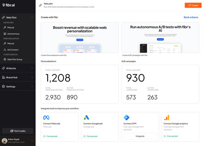 Fibr Web Pilot dashboard showcasing Landing Page for Every Ad
