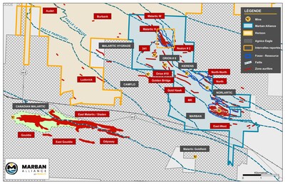 Figure 2 : Carte du projet Marban Alliance (Groupe CNW/O3 Mining Inc.)