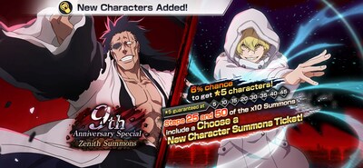 KLab Inc., a leader in online mobile games, announced that its hit 3D action game Bleach: Brave Souls is holding the 9th Anniversary Campaign from Friday, July 19. (PRNewsfoto/KLab Inc.)