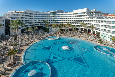Swimming pool and exteriors of the Mediterranean Palace Hotel