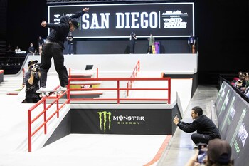 Monster Energy's Kelvin Hoefler Street League Skateboarding San Diego. Photo Credit: Thrill One