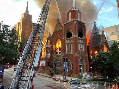 First Baptist Dallas' historic sanctuary caught fire July 19, 2024.