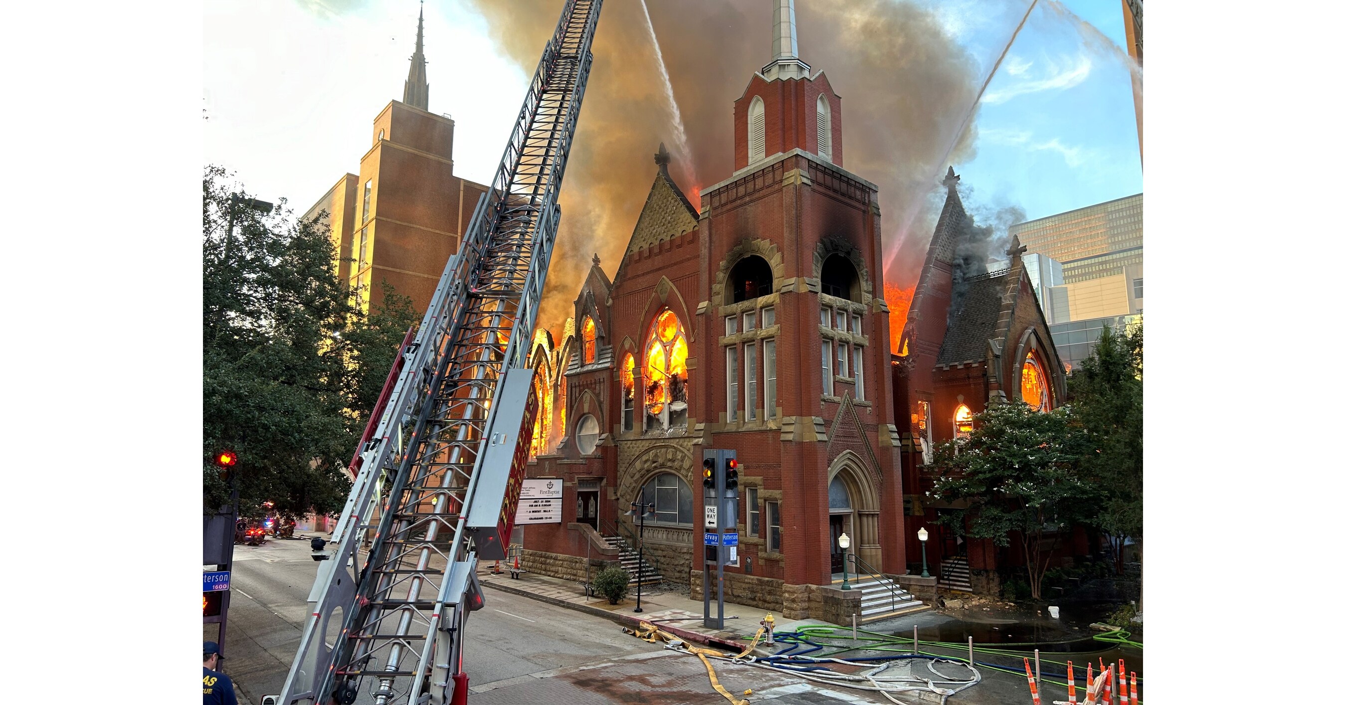 Fires Continue to Burn at the Historic Sanctuary of First Baptist Dallas, the Site of Worship from 1890 to 2013