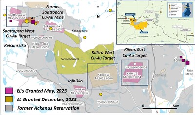 Figure 1. Key targets in the Northern Finland Copper-Gold project. (CNW Group/Capella Minerals Limited)