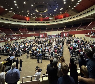First Baptist Dallas held worship at the Dallas Convention Center Sunday morning, July 21, with 3,000 in attendance.