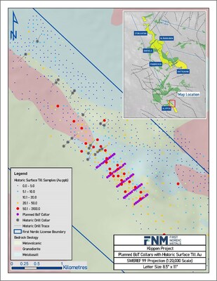 Figure 3: Klippen project base-of-till (BoT) drilling plan (CNW Group/First Nordic Metals Corp.)
