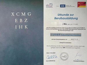 38 stażystów XCMG uzyskało certyfikat IHK w przełomowym chińsko-niemieckim programie