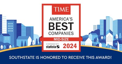 SouthState has earned the "America's Best Mid-Size Companies" award from TIME Magazine, being one of the select few regional banks to receive the award.