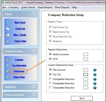 Company deduction setup