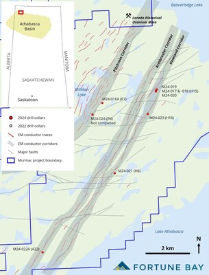 Figure 1: Murmac 2024 Drill Collar Locations. (CNW Group/Fortune Bay Corp.)