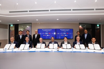 [From left to right, seated] The MoU signing was represented by Dr Su Yi, Executive Director, A*STAR’s Institute of High Performance Computing; Mr Ling Keok Tong, Executive Director, National Quantum Office; Prof José Ignacio Latorre, Director, Centre for Quantum Technologies; Dr Rajeeb Hazra, President & CEO, Quantinuum, Dr Sebastian Maurer-Stroh, Executive Director, A*STAR’s Bioinformatics Institute; Prof Thomas M. Coffman, Dean, Duke-NUS Medical School; Dr Terence Hung, Chief Executive, National Supercomputing Centre Singapore.[From left to right, standing] The MoU signing was witnessed by Prof Tan Sze Wee, Assistant Chief Executive, Biomedical Research Council, A*STAR; Prof Yeo Yee Chia, Assistant Chief Executive, Innovation & Enterprise, A*STAR; Prof Low Teck Seng, Co-chair, National Quantum Steering Committee; Mr Quek Gim Pew, Co-chair, National Quantum Steering Committee; Mr Ilyas Khan, Founder & Chief Product Officer, Quantinuum