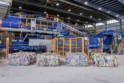 Bales of plastic ready for processing at the Las Vegas Polymer Center