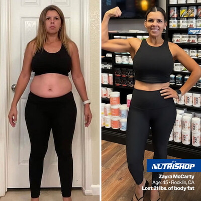 Zayra McCarty, 45, of Rocklin, Calif., lost 21 pounds of body fat during a recent Nutrishop Roseville transformation challenge and gained a deeper understanding of nutrition, exercise, and self-care through the experience.