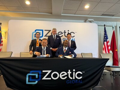 Front row: Jong Hyeog Yun, Chairman of Trident Global Holdings and Jerome Ringo, Co-Founder and Executive Chairman of Zoetic Global Back Row: Sam Chi, CEO of Trident Global Holdings; Tim Ryan, former Ohio Congressman and Zoetic Global's Chief Global Business Development Officer; Avery Hong, CEO of Zoetic Global