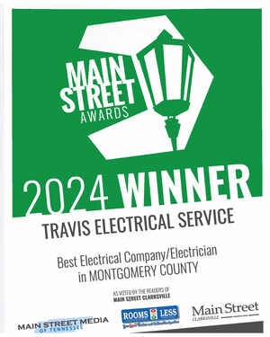 Main Street Clarksville Readers Award Travis Electrical Service Title of Best Electrical Company in Montgomery County