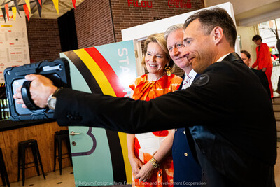 King Philippe and Queen Mathilde of Belgium, and CEO Cédric Van Branteghem (BOIC) open Lotto Belgium House ( Copyright © Belgian Federal Public Service Foreign Affairs, Foreign Trade and Development Cooperation)