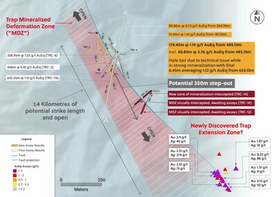 Figure 1: Plan View of the Trap Target and Drill Holes Announced in this Release (CNW Group/Collective Mining Ltd.)