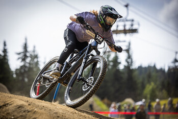 Monster Army Rider Erice van Leuven from New Zealand Wins Whip-Off World Championships and Takes Third Place in Specialized Dual Slalom at Crankworx Whistler Mountain Bike Event in Canada