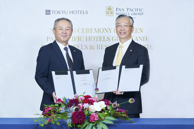 (L to R) Mr Jun Murai, Representative Director and President, TOKYU HOTELS & RESORTS CO., LTD., and Mr Choe Peng Sum, Chief Executive Officer of Pan Pacific Hotels Group (PRNewsfoto/Pan Pacific Hotels Group)