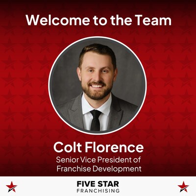 Five Star Franchising, an innovative, growing platform of home services franchise opportunities, has named Colt Florence Senior Vice President of Franchise Development.