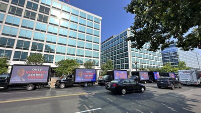 'Only Kennedy Can Beat Trump' Trucks Line Up Outside Major National News Networks In DC