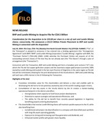 BHP and Lundin Mining to Acquire Filo for C$4.5 Billion