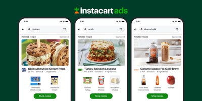 Sample recipes from Instacart's pilot partners: Mondelez, HORMEL FOODS®, and The J.M. Smucker Co.