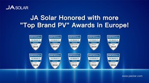 JA Solar Awarded with Ten "2024 Top Brand PV" Honors in Europe