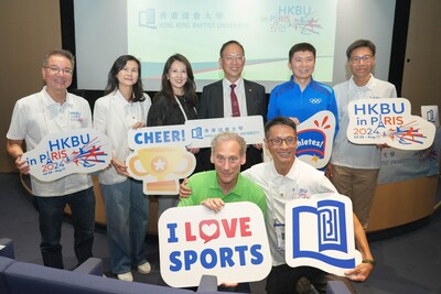 Professor Alexander Wai, President and Vice-Chancellor of HKBU (back row, third from right); Mr Mike Miller, CEO of the World Olympians Association (front row, left); Ms Yang Yang, Vice-President of the World Anti-Doping Agency (back row, third from left); Mr Seung-min Ryu, First Vice-Chair of the International Olympic Committee Athletes' Commission (back row, second from right); Dr Albert Chau, Vice-President (Teaching and Learning) of HKBU (back row, first from right); Ms Christine Chow, Vice-President (Administration) and Secretary of HKBU (back row, second from left); Professor Terence Lau, Interim Chief Innovation Officer of HKBU (back row, first from left); and Professor Patrick Lau Wing-chung, Coordinator of HKBU Admission Scheme for Olympians (front row, right) at the panel discussion.