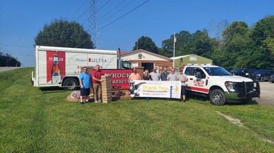 Anheuser-Busch and Smith Brothers Distributing Company delivers emergency drinking water to Kyrock Fire & Rescue in Sweeden, Kentucky