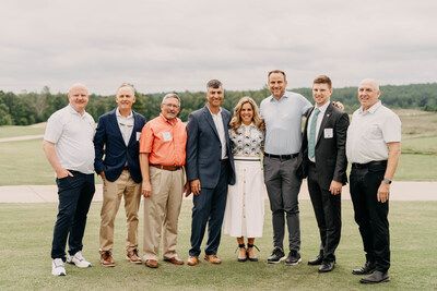 Pictured in attendance (left to right) Jared Lucero, Reef Capital Partners, CEO; Christopher McCotter, Louisa County Board of Supervisors; Duane Adams, Chairman Louisa County Board of Supervisors; Joe Femia, Owner, UTICA General Contractors; Suzanne Youngkin, First Lady of the Commonwealth of Virginia; Parker Enloe, Reef; Chris Coon, Deputy County Administrator, Louisa County; Joe Walsh, Reef Project Director.