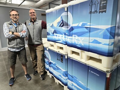 Co-founders Bivens and Lowry reveal market-ready ArcticRx pods ready for transport
