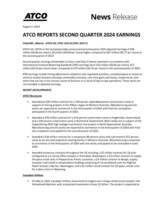 ATCO REPORTS SECOND QUARTER 2024 EARNINGS