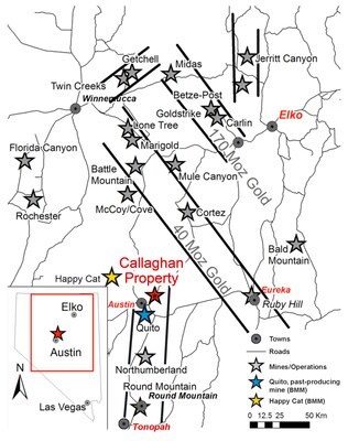 Figure 1 - Location of the Callaghan Property, Central Nevada. (CNW Group/Black Mammoth Metals Corp)