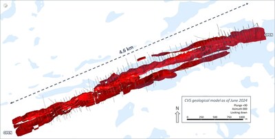 Figure 7: Plan view of CV5 Spodumene Pegmatite geological model – all lenses. (CNW Group/Patriot Battery Metals Inc.)