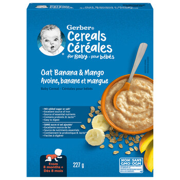 Gerber® Oat Banana and Mango Baby Cereal  - 227g - LOT 334007809 (CNW Group/Nestle Canada Inc.)