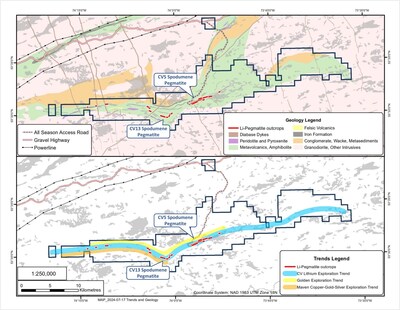 Figure 32: Property geology and mineral exploration trends. (CNW Group/Patriot Battery Metals Inc.)