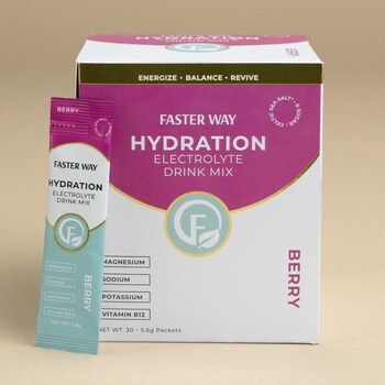 FASTer Way to Fat Loss Hydration comes in berry and lemon lime flavors.