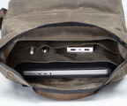 Laptop pocket, open pocket, and pen slots