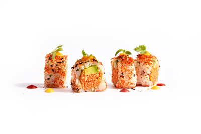 Aquamar’s Spicy Onda Roll created with Naoya Tsuruta, sushi Chef at Japanese restaurant, Koi, in Los Angeles, CA