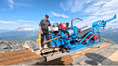 Image 1: CEO Michael Iverson with the drill at Copper Ridge. (CNW Group/Prospect Ridge Resources Corp.)