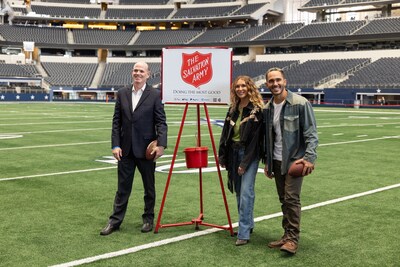 The stars at night are big and bright, deep in the HEART of Texas! Bill Abbott, President & CEO, Great American Media, and film and television stars, Alexa PenaVega and Carlos PenaVega score a touchdown for The Salvation Army while filming “Love At the Kettle” at iconic AT&T Stadium in Arlington, TX. Great American Media is partnering with The Salvation Army this holiday season to do the MOST GOOD for communities across the nation.