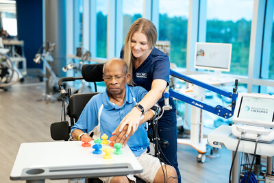 Patient Feroze Ali participates in occupational therapy at Brooks Rehabilitation.