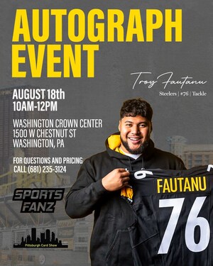 Sports Fanz Brings You Another Exciting Event: Steelers 2024 First Round Draft Pick Troy Fautanu Autograph Signing at Washington Crown Center