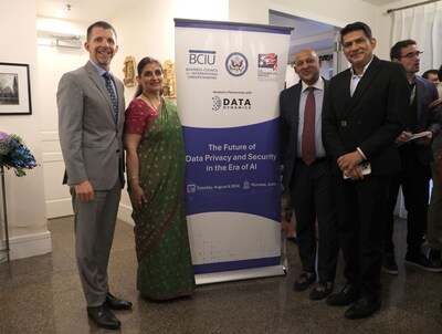 L-R - U.S. Consul General Mike Hankey, Sujata Saunik, Home Secretary of Maharashtra, Piyush Mehta, CEO, Data Dynamics and Yashasvi Yadav, Special Inspector General of Police, Maharashtra Cyber Department