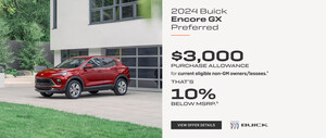 Carl Black Orlando offers a $3,000 purchase allowance toward the 2024 Buick Encore GX Preferred