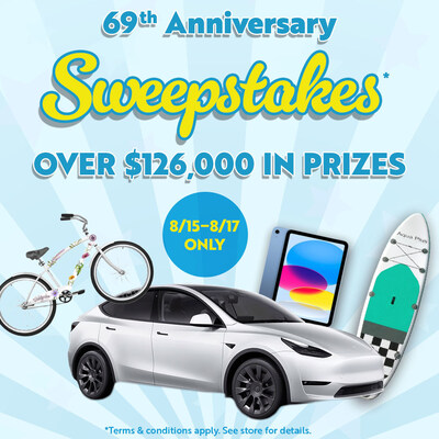 Customers will have a chance to win big with Natural Grocers' Anniversary Sweepstakes. One lucky winner will take home a Tesla Model Y or $47,000 cash