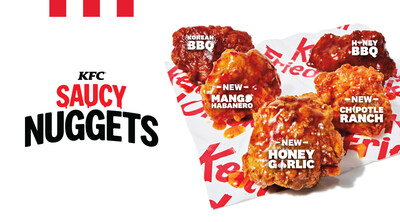 ¡La batalla de las salsas se está caldeando! A partir del lunes 12 de agosto, las NUEVAS salsas Honey Garlic, Chipotle Ranch y Mango Habanero de KFC se sumarán a las favoritas de los aficionados, Korean BBQ y Honey BBQ. (PRNewsfoto/Kentucky Fried Chicken)