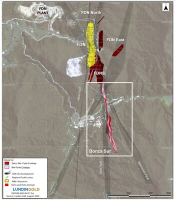 Figure 1: Bonza Sur mineral deposit location map (CNW Group/Lundin Gold Inc.)