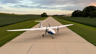 Pyka Pelican Spray on runway at Heinen Brothers Agra Services facility.